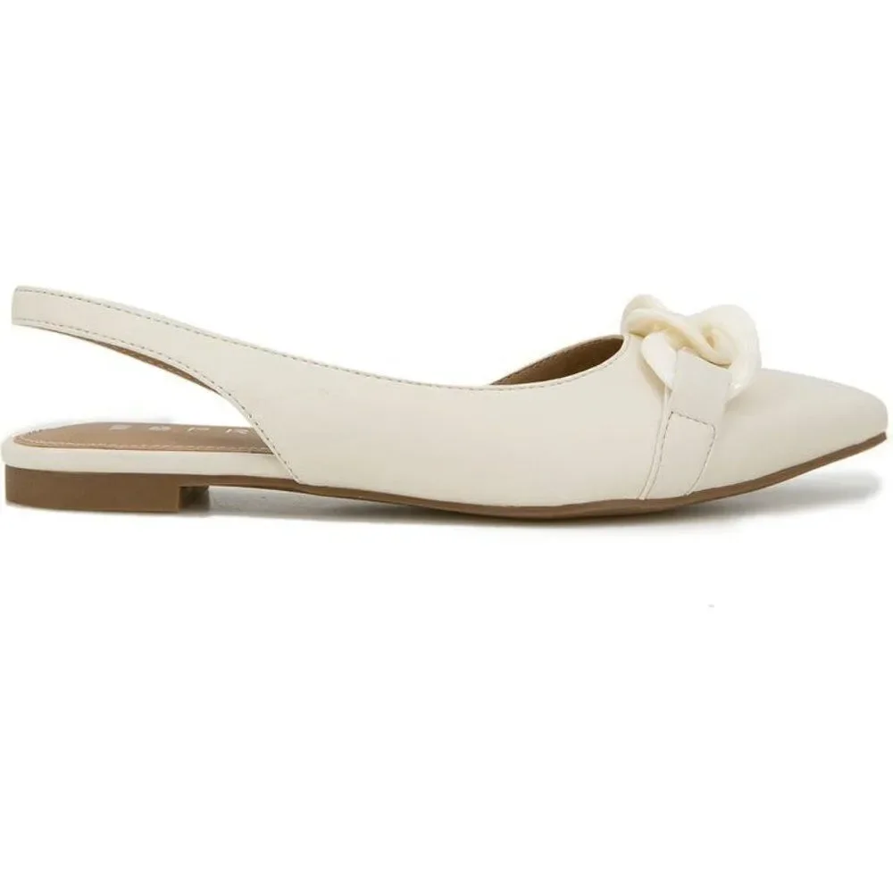 Esprit Patty Women's Slingback Pointed Toe Flat Shoes Beige Size 7.5 $89